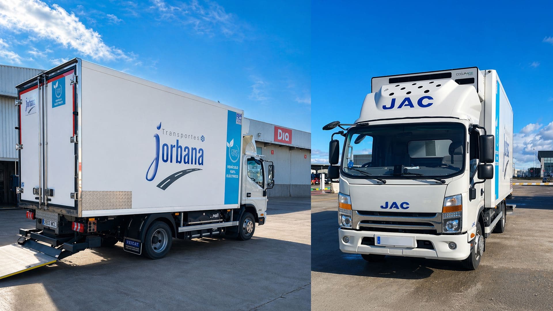 Camión eléctrico iJAC 7.5 de Transportes Jorbana para la logística de DIA.
